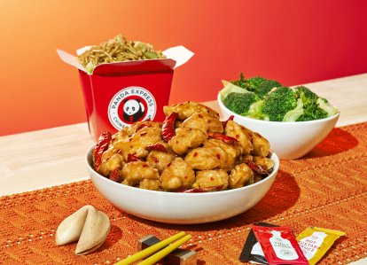 Hot Orange Chicken on table