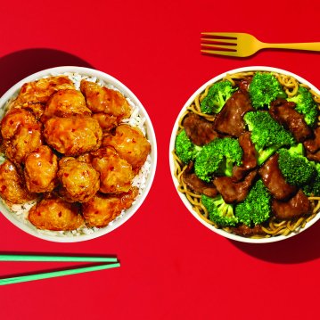 Panda Express Orange Chicken Bowl and Broccoli Beef Bowl