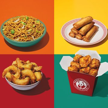 Panda Express Food on Color Block Background