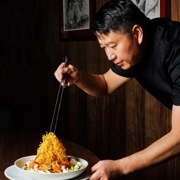 Pasadena Panda Inn Chef Plating Noodles